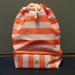 Victoria's Secret White and Orange Striped Backpack